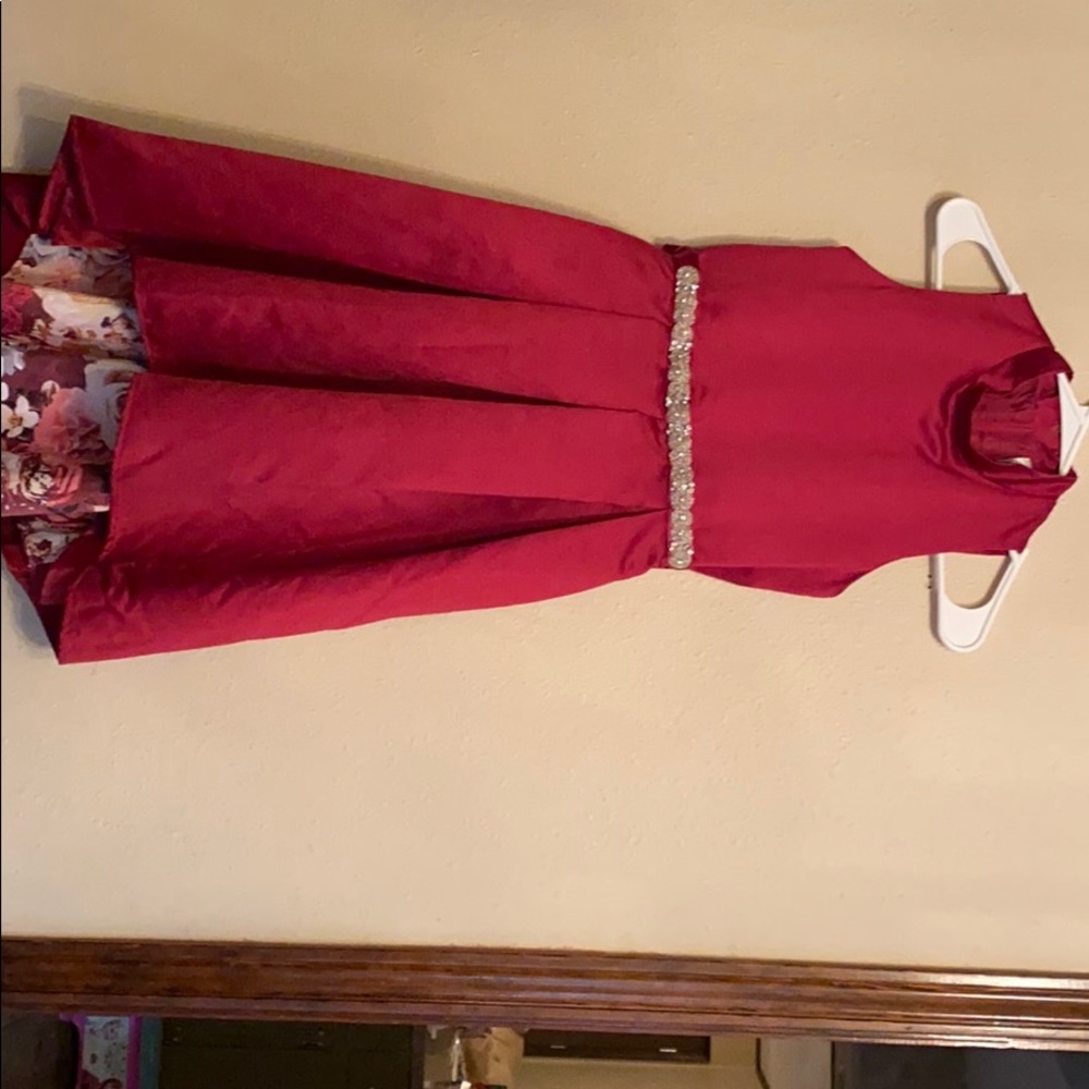 Rare Editions  burgundy high low dress